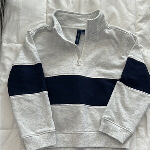 Toddler Grey and Navy Half-Zip Sweater